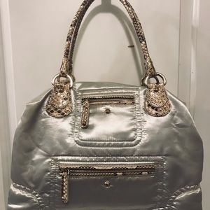 Tods top Handle fabric & lather handbag purse authentic new designer python look